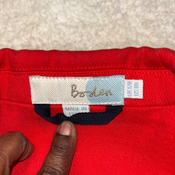 Boden Womens Red Blazer Jacket With Navy Trim Single Button Size 8R - Picture 5 of 16